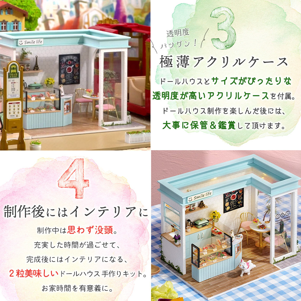 1/24 кукольный дом миниатюра ручная работа комплект табличка кошка. .. Cafe -Smile life- настоящий капот |LED свет + акрил кейс + фигурка 