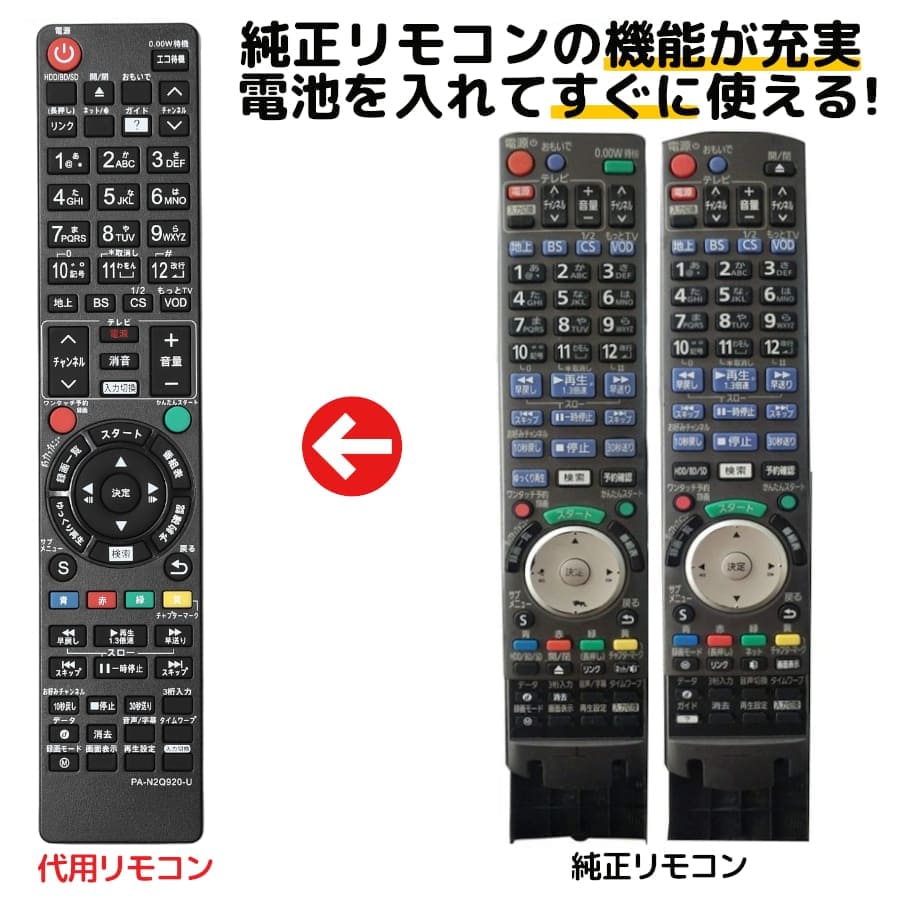 REMOSTA REMOSTA Panasonic ディーガ用 代用ブルーレイレコーダーリモコン N2QAYB000920 N2QAYB000906 N2QAYB000808 N2QBYB000021 N2QBYB000013 AV機器用リモコンの商品画像