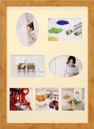 万丈 フォトフレーム A3 多窓 A4兼用 OKF-A3T-NL （ナチュラル）