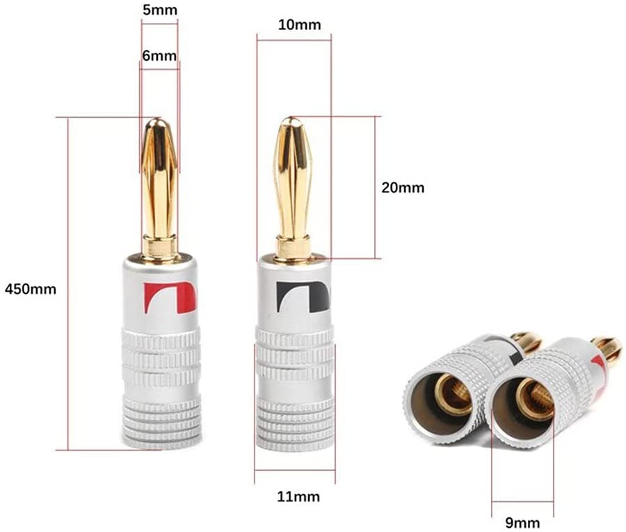 Nakamichi Nakamichi banana plug 24K gold plating aluminium metal shell speaker cable connector 4 pcs set 