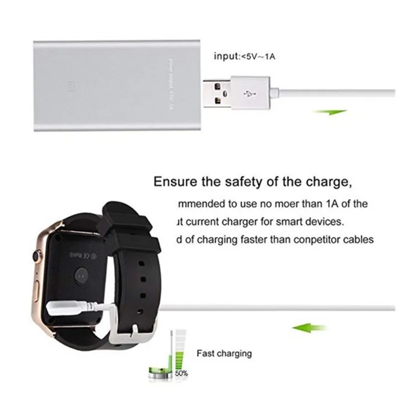  smart watch 2 pin USB magnet magnetism adsorption universal charge power supply cable code charger 60cm 2 pin interval. distance is 4.0mm white 