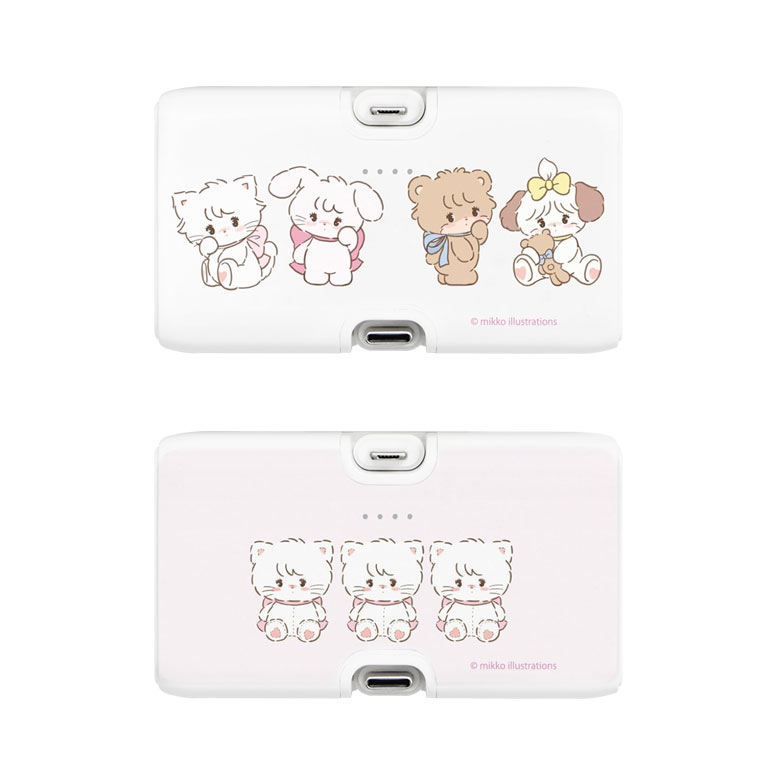  мобильный аккумулятор легкий iPhone mikko illustrations 4000mAh Lightning USB Type-C зарядное устройство 2.1A прямой .. маленький размер легкий nmd-07
