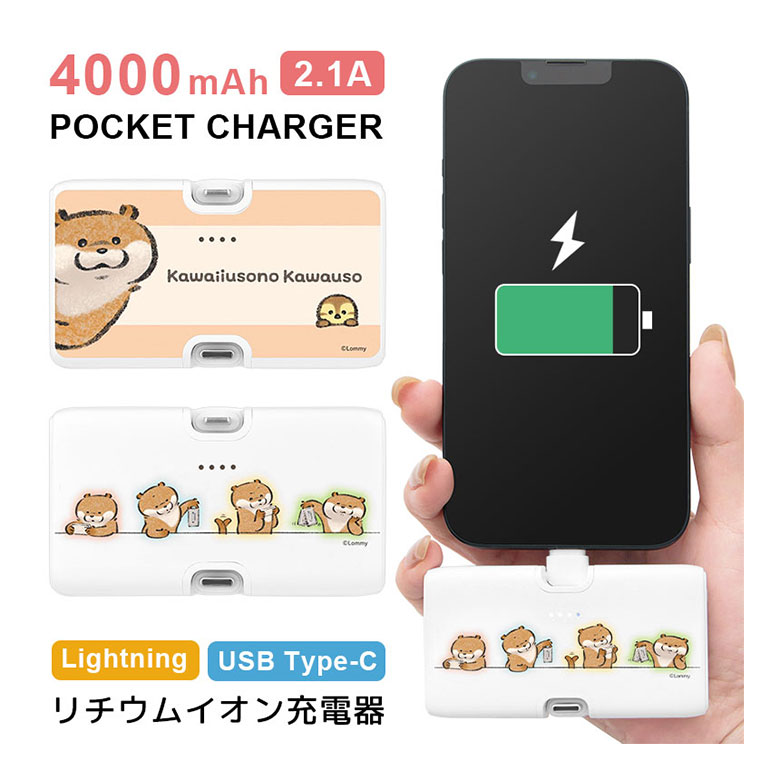  симпатичный ложь. ka wow so мобильный аккумулятор 4000mAh Lightning USB Type-C зарядное устройство 2.1A прямой .. маленький размер легкий kuk-04