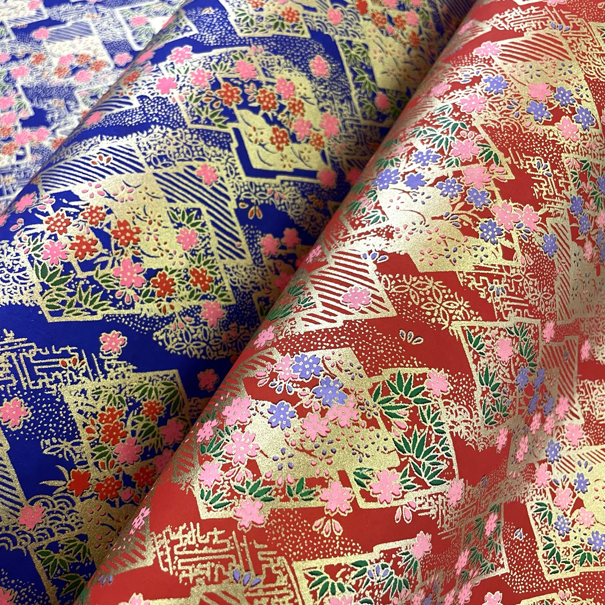  brilliant ... Japanese paper classic pattern . pattern Sakura blue red large size . stamp approximately 63x93cm gaily colored paper 