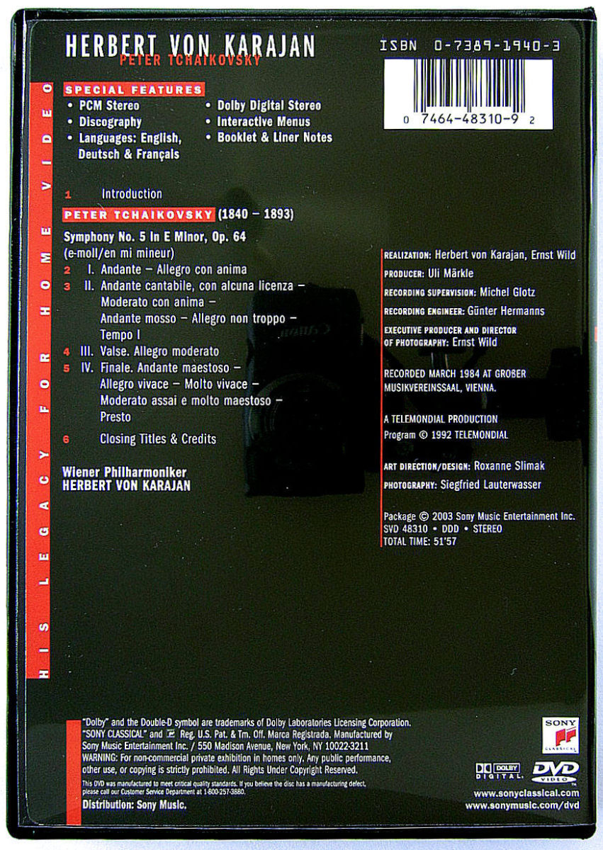 [ used ]HERBERT VON KARAJAN hell belt * phone *kalayan( finger .) | TCHAIKOVSKY : SYMPNONY NO.5( foreign record DVD)