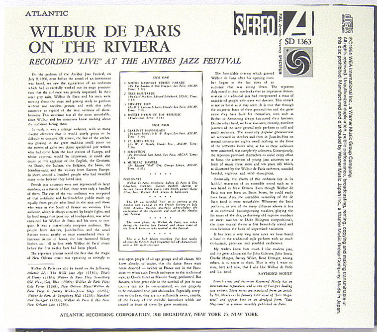 [ used ]WILBUR DE PARIS Wilbur *do* Paris s| ON THE RIVIERA (CD)