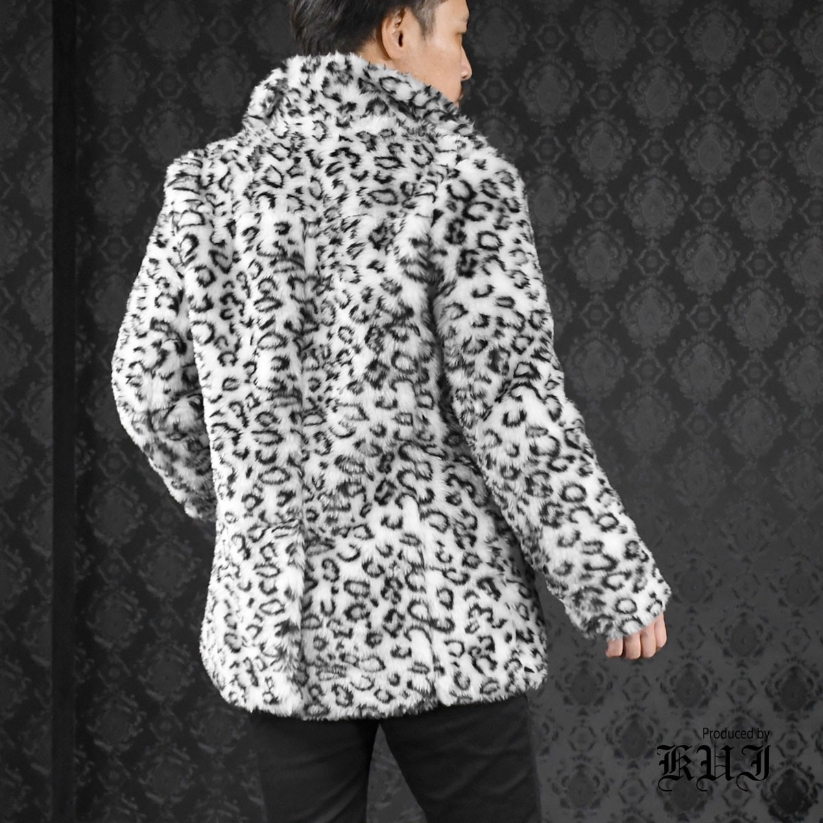 注目ブランド Sale ファージャケット ヒョウ 豹柄 フェイクファー アウター テーラードジャケット Mens メンズ グレー灰レオパード豹柄 新発 Cih Dev Humbird Com