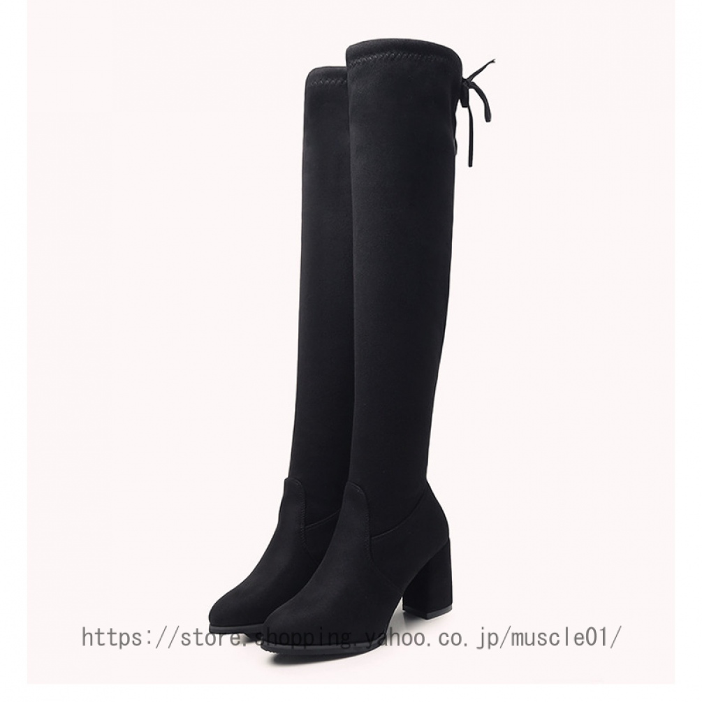  thigh high boots black stretch beautiful legs knee high boots ribbon fatigue not Dance boots heel suede style paul (pole) Dance lady's long boots cosplay 