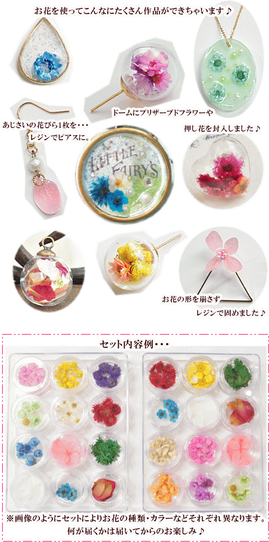 ドライフラワー 押し花 レジン セット イヤリング