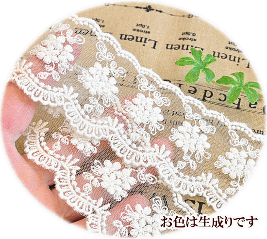 訳あり チュールレース 55mm幅 約4 2ｍ 永遠の定番 ハンドメイド 手芸 レース フラワーブーケ 手作り 幅広 花柄 衣装