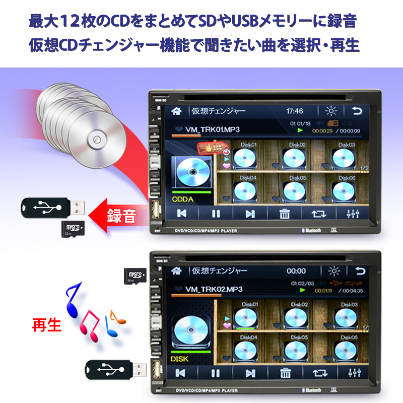 正規激安 車載 Dvdプレーヤー 7インチ ディスプレイ タッチパネル 2din 仮想cdチェンジャー インダッシュ モニター ブルートゥース Jt6901 Talentoincluir Com Br
