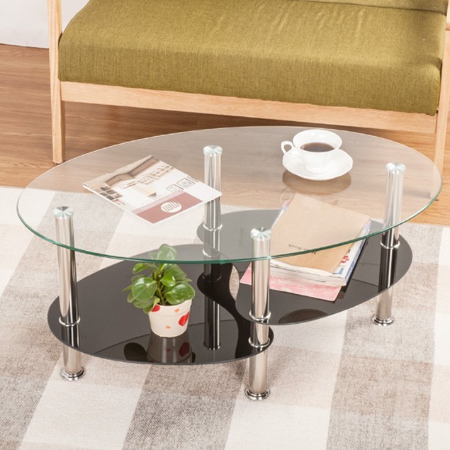  times .&amp;10%OFF* center table low table glass ellipse living feeling of luxury Northern Europe simple modern coffee table strengthen glass storage HBH