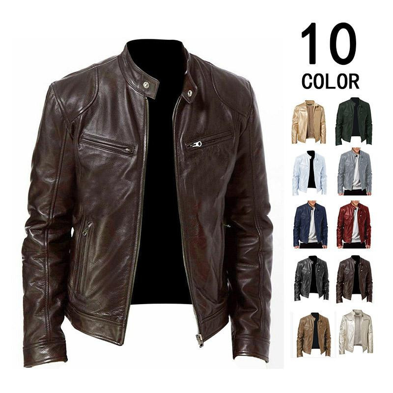  кожаный жакет кожаная куртка мужской блузон внешний мотоцикл байкерская куртка байкерская куртка искусственная кожа осень-зима 