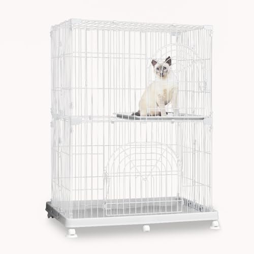 ペットケージ 猫ケージ 2段 PEC-902 ホワイト キャスター付 ペットケージ 猫ケージ 2段 PEC-902 ホワイト キャスター付