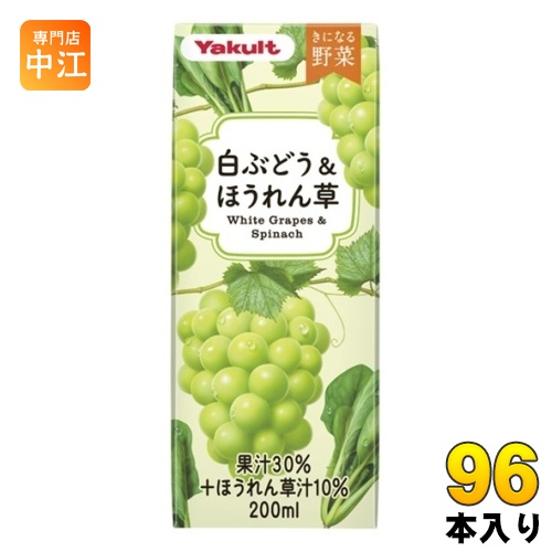 【120本】ヤクルト きになる野菜 たっぷり食物せんい 白ぶどう&ほうれん草 Yakult ヤクルト きになる野菜 白ぶどう＆ほうれん草 200ml×24本 紙