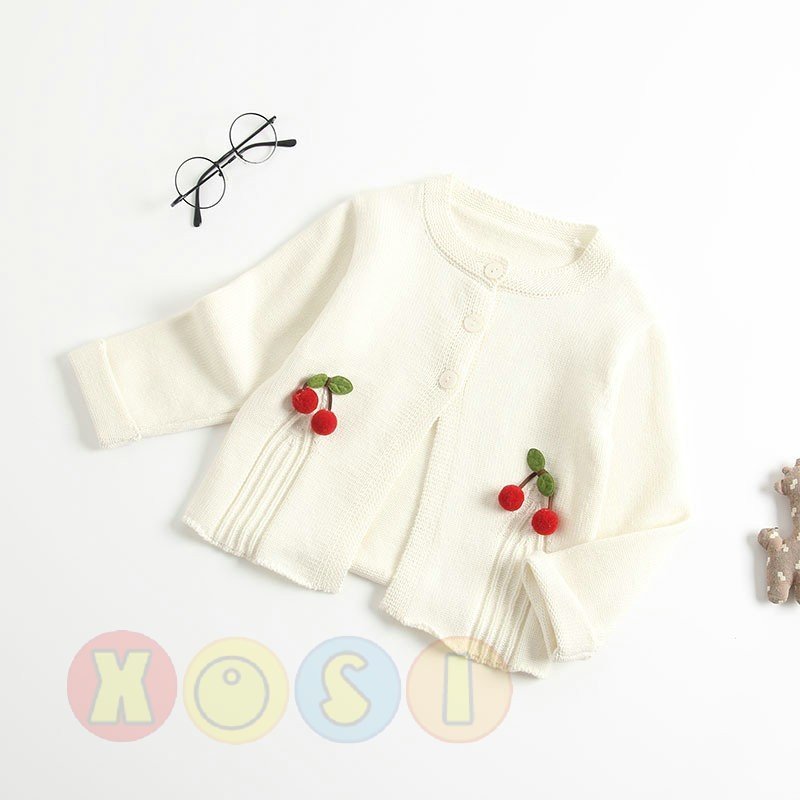  вязаный кардиган baby tops вязаный девочка. tops Cherry свитер воротник tops симпатичный простой детская одежда девочка весна осень-зима длинный рукав 