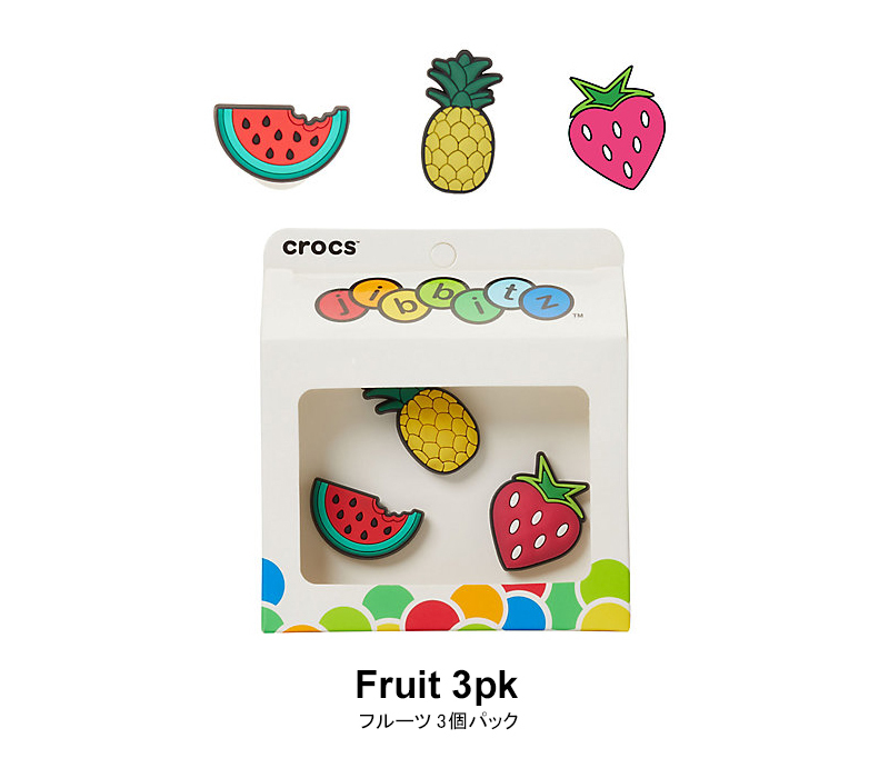  Crocs CROCSji Bit'z jibbitz фрукты 3 шт упаковка Crocs обувь аксессуары фрукты арбуз ананас клубника кошка pohs возможно 