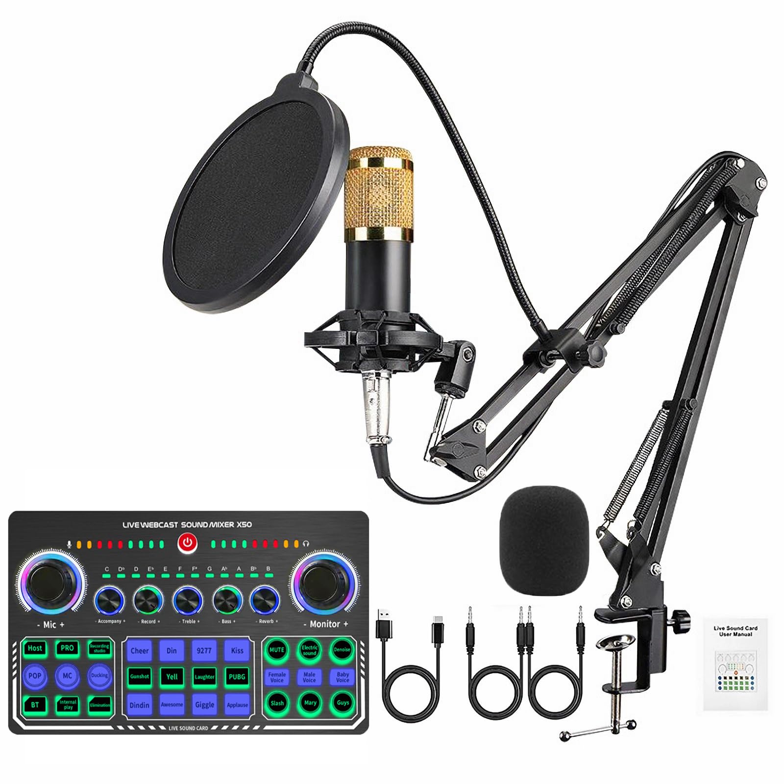  karaoke set home use D mixer set X50 Live sound card man voice woman voice voice changer / mice stand / audio mixer 