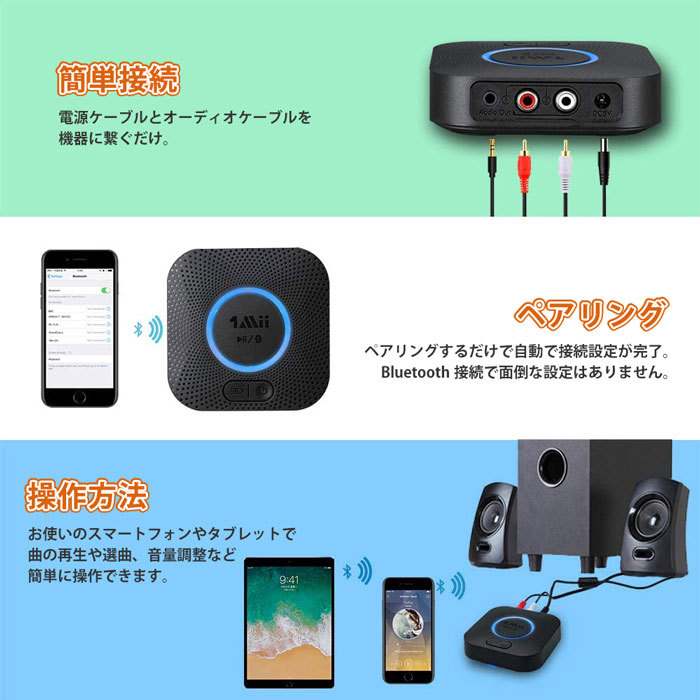 B06+ Bluetooth receiver wireless audio receiver 2 pcs same time Hi-Fi 3D stereo height sound quality low delay speaker headphone super length reception distance 