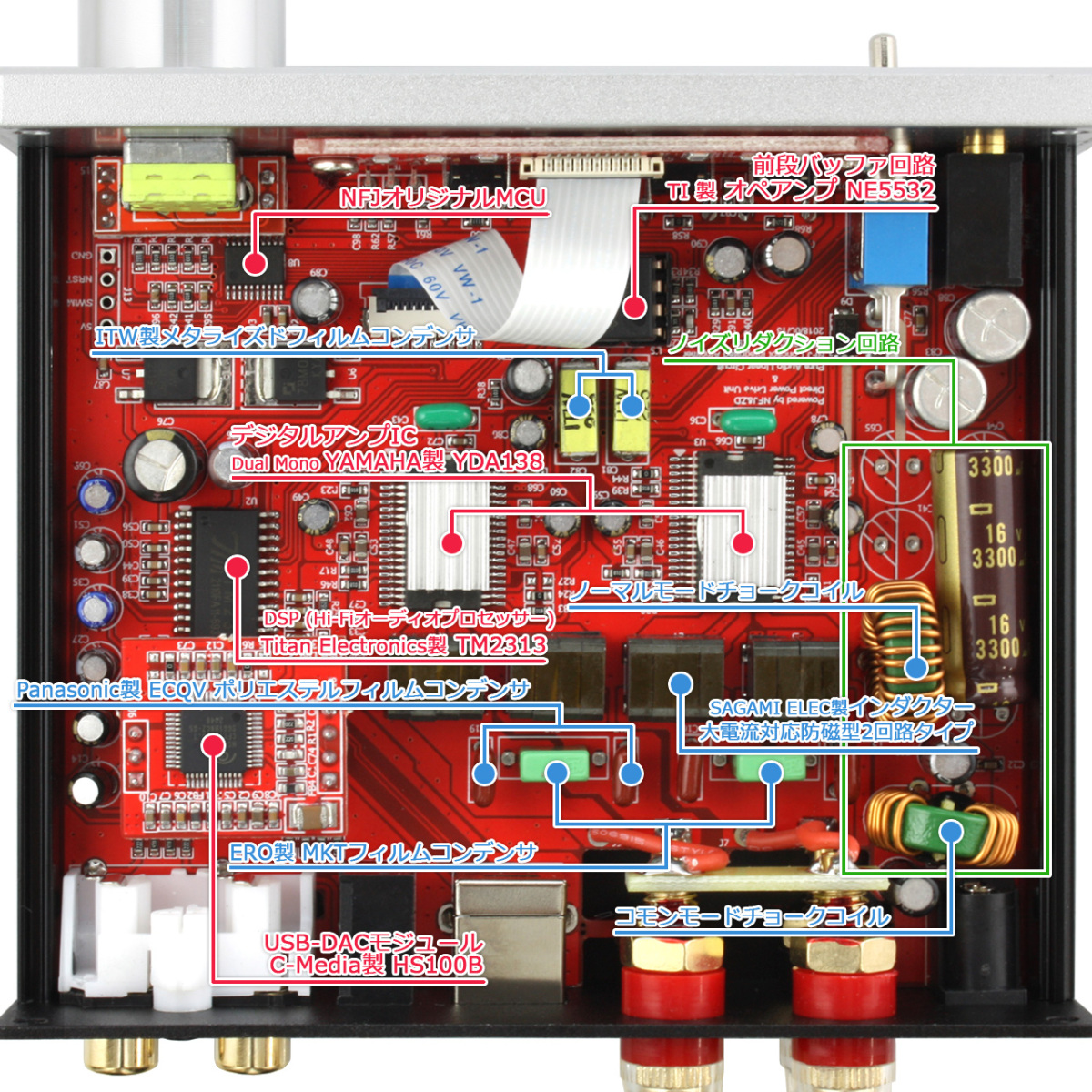 FX-AUDIO- YD-202J[ silver ]YDA138 digital amplifier IC installing dual monaural drive type digital pre-main amplifier USB input DAC built-in amplifier 