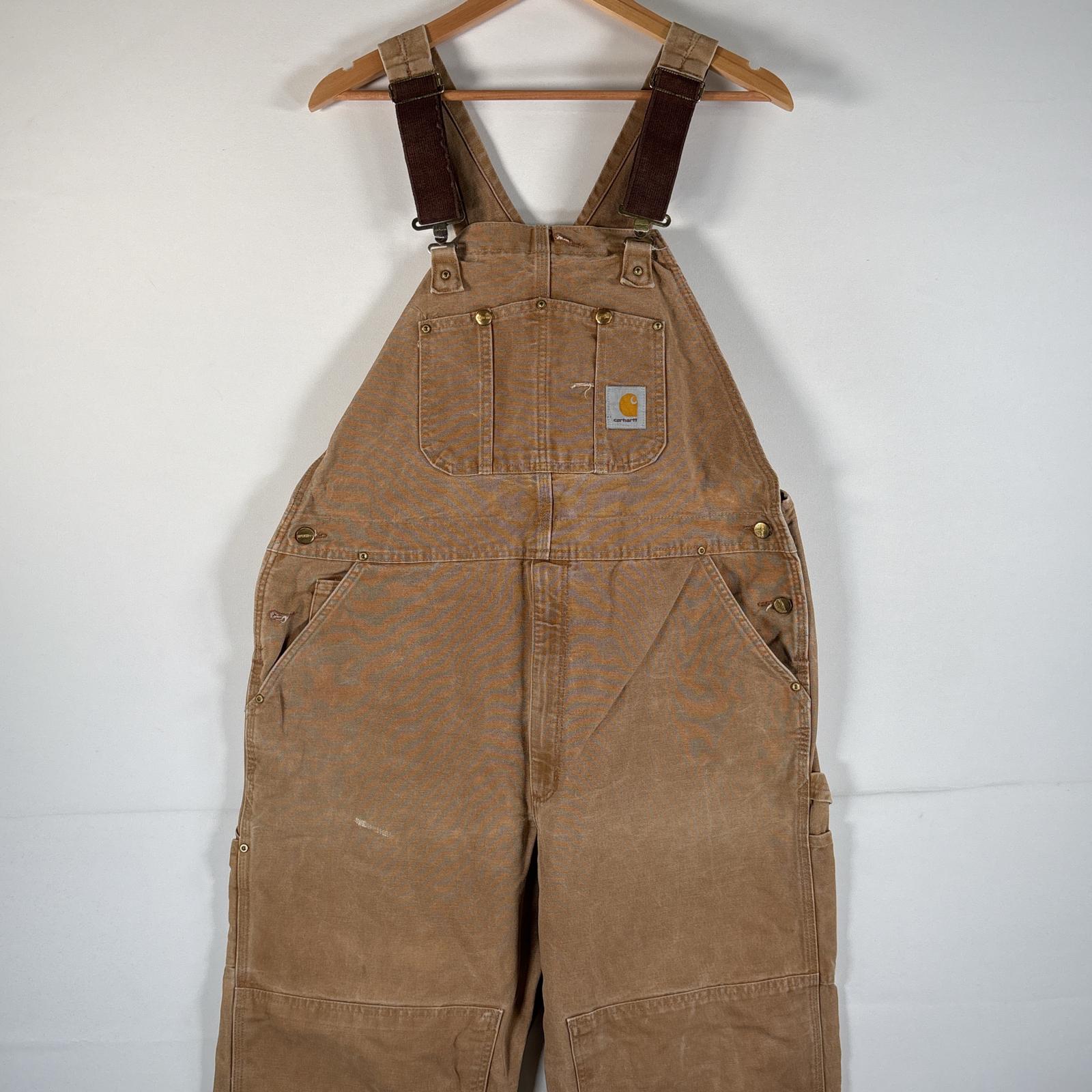  б/у одежда 00*s/00 годы Carhartt Carhartt комбинезон Duck Work one отметка двойной колено большой размер w42 L30 Camel мужской 