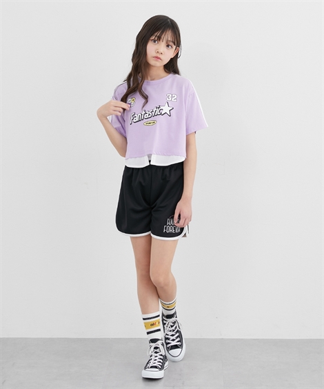  tops * туника футболка ребенок одежда Kids короткий накладывающийся надеты способ принт девочка tops cut and sewn рост 1