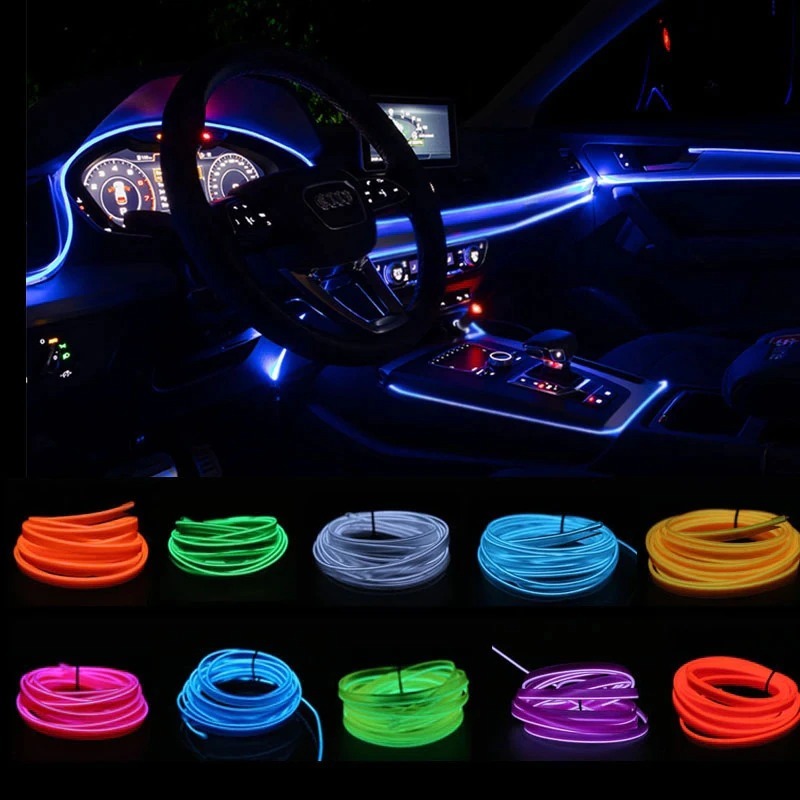 LED have machine EL wire neon LED light USB type car interior ornament for waterproof 5m car illumination neon light bicycle rope light party all 10 color 