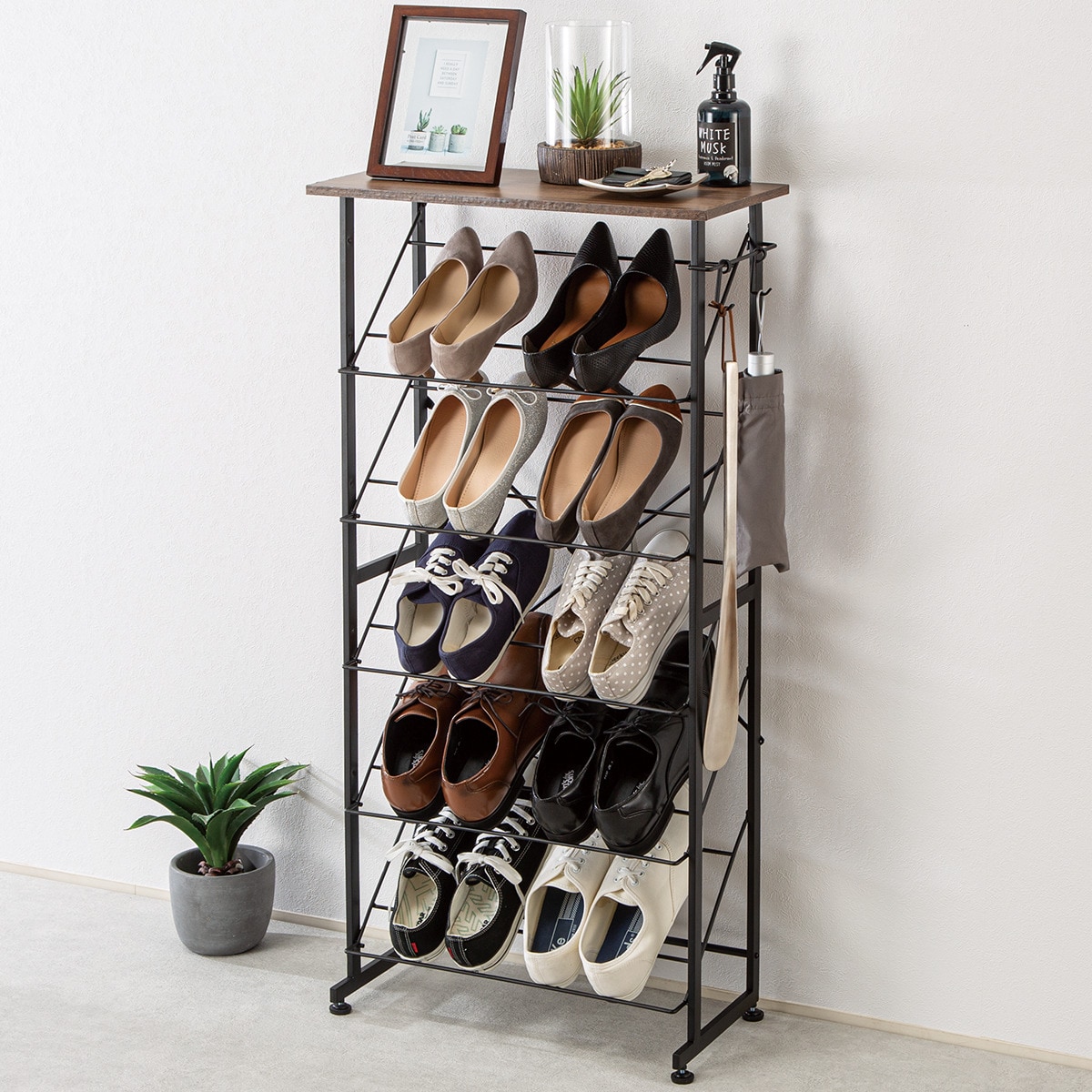  tabletop attaching 5 step shoes rack (VI325001 middle Brown )nitoli