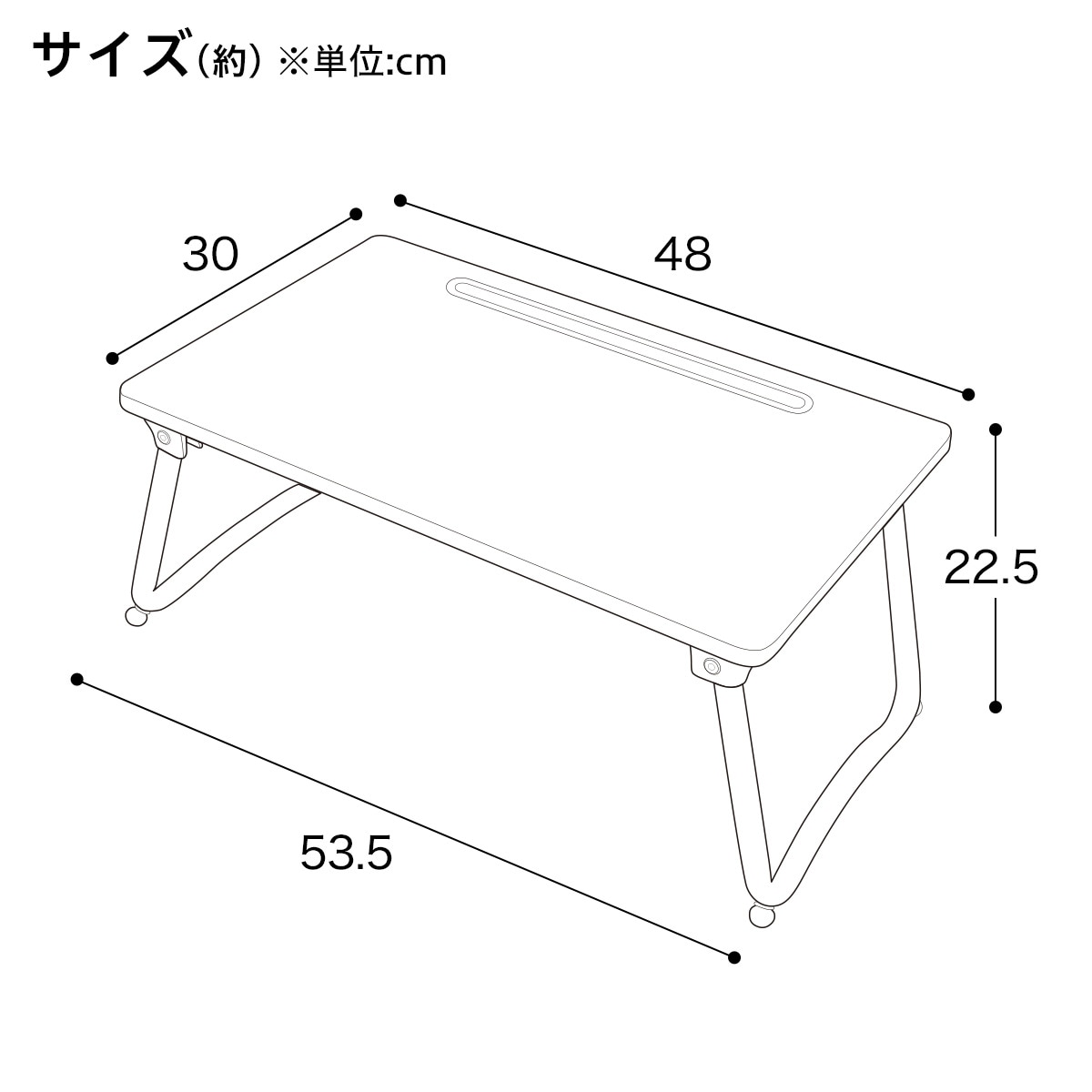  width 48cm. legs Mini table folding table (LX1 4830 white woshu)nitoli