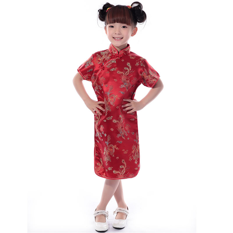  China dress child Dance costume play clothes Kids child dress formal race long plum pattern tea ina Chinese manner stage costume girl child clothes wedding presentation go in .