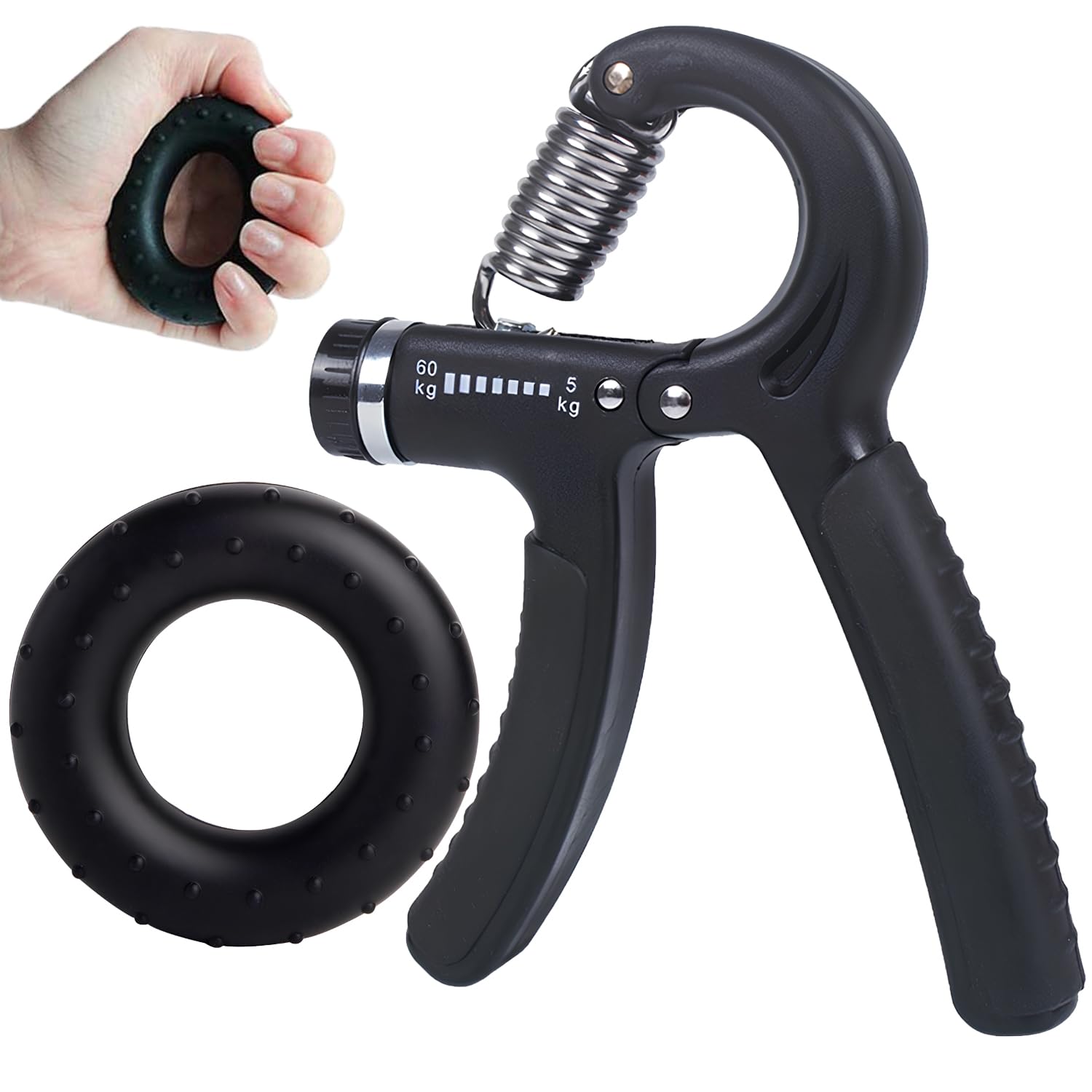 Fieekty handgrip . power increase a little over vessel exercise . power training hand gripper 5kg-60kg load adjustment possibility man and woman use regular 