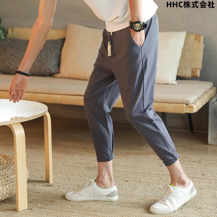  укороченные брюки linen брюки мужской 7 минут длина брюки шаровары хлопок лен брюки linen брюки длинные брюки широкий брюки relax брюки 