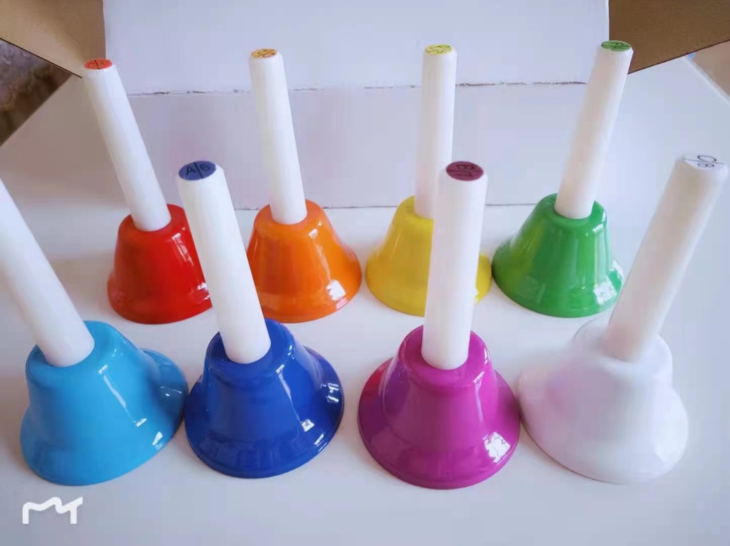  handbell 8 sound music bell hand type Kids toy percussion instruments sound floor inscription music toy .... kindergarten child care . musical performance . music . bell Christmas Gin gru bell 