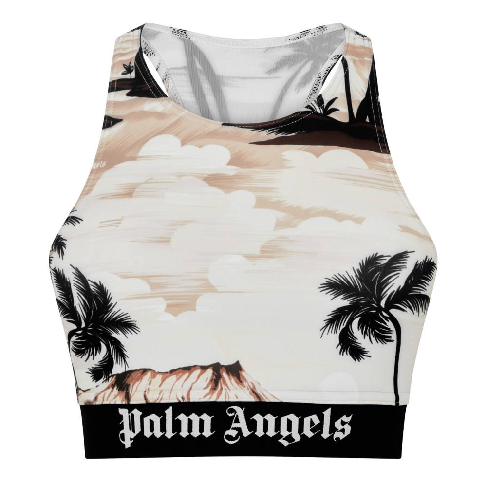 pa-m Angel s(PALM ANGELS) lady's bare top * tube top * cropped pants tops Hawaii Crop Top (Beige)