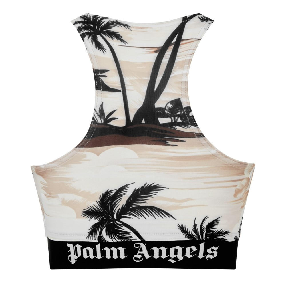 pa-m Angel s(PALM ANGELS) lady's bare top * tube top * cropped pants tops Hawaii Crop Top (Beige)