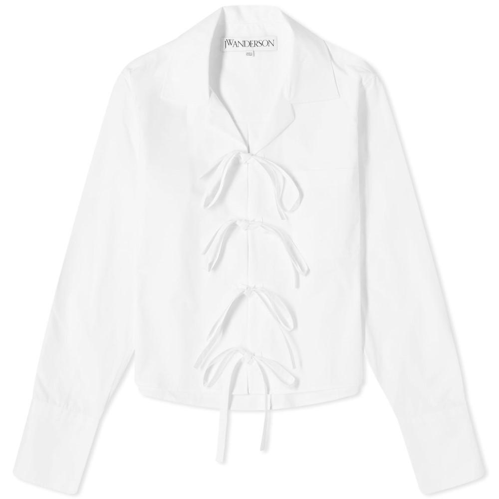 J.W. нижний son(JW Anderson) женский bare top * tube top * укороченные брюки tops Bow Tie Cropped Shirt (White)