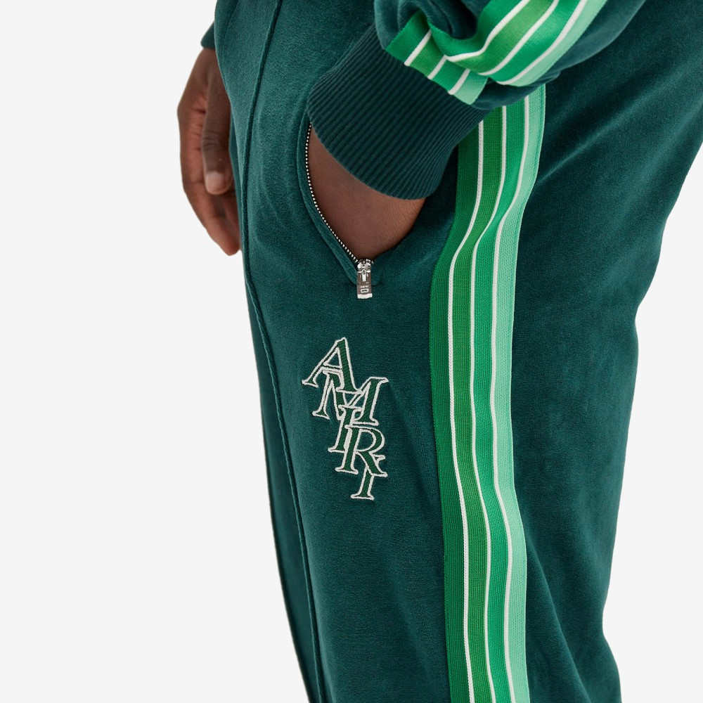 a millimeter (AMIRI) men's sweat * jersey bottoms * pants Stack Logo Velour Track Pants (Green)