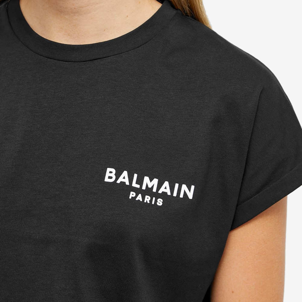  Balmain (Balmain) lady's bare top * tube top * cropped pants tops Flock Logo Crop T-Shirt (Black)