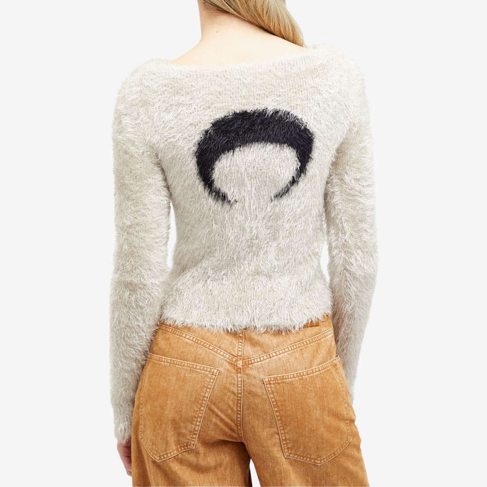  marine cell (Marine Serre) lady's bare top * tube top * cropped pants tops Puffy Knit Cropped Pullover (Grey)