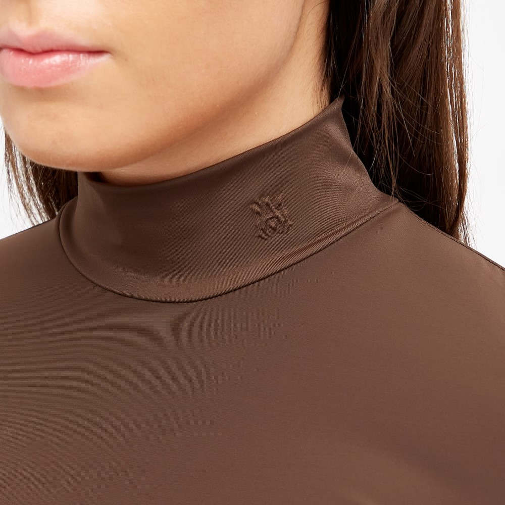 a мм (AMIRI) женский bare top * tube top * укороченные брюки tops Long Sleeve Mock Neck Crop Top (Brown)