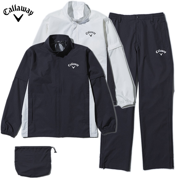 Callaway 2025 непромокаемая одежда выставить C25989100 верх и низ в комплекте упаковочный пакет есть [ Callaway Golf мужской стрейч 2WAY рукав съемный ]
