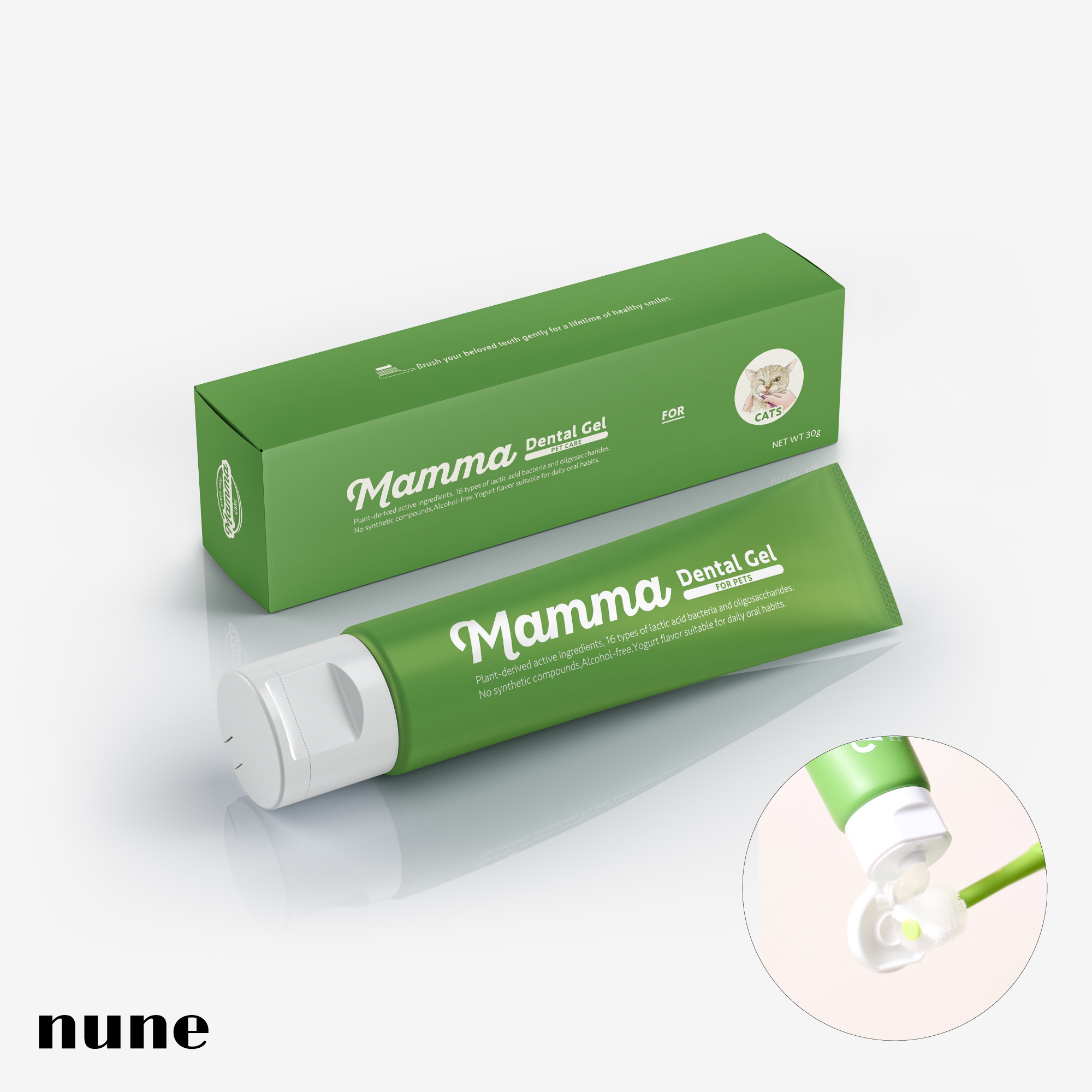 ［猫用］ マンマ 歯磨きジェル 猫 無添加 アレルギーフリー 国内製造 乳酸菌配合 ペット ねこ はみがき ペースト 歯磨き粉 歯垢 歯ブラシ ヨーグルト味 30g ×1の商品画像