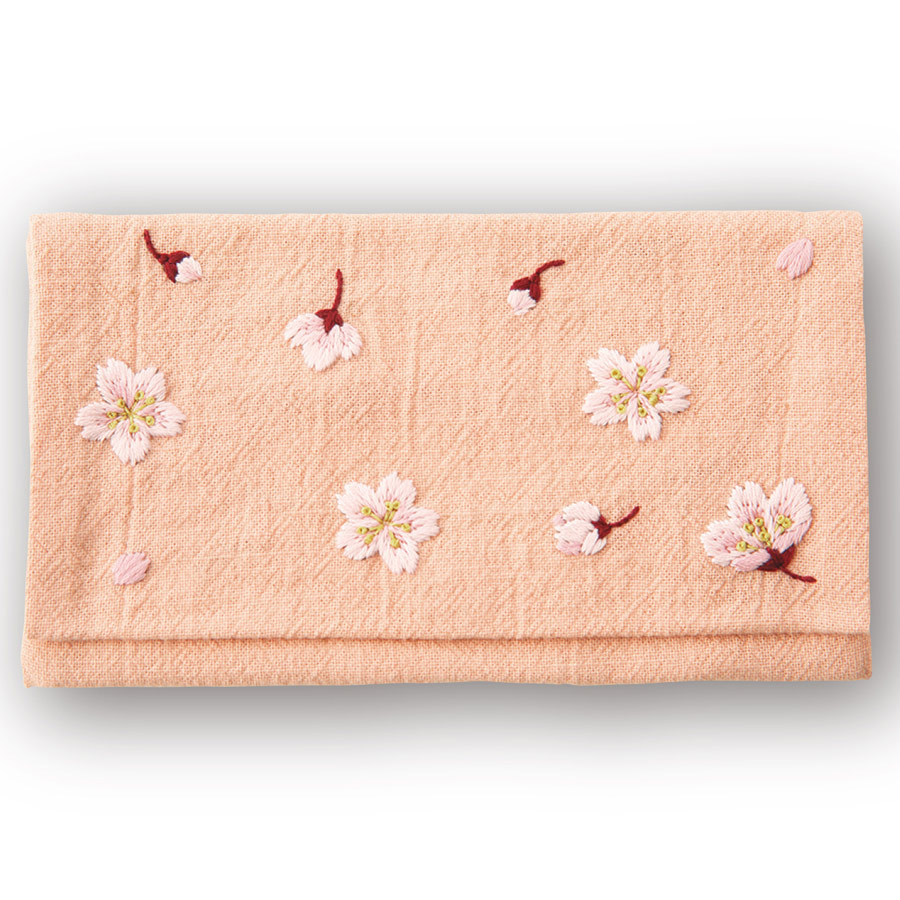 フランス刺しゅうキット 花言葉のたしなみポーチ さくら : 布がたり