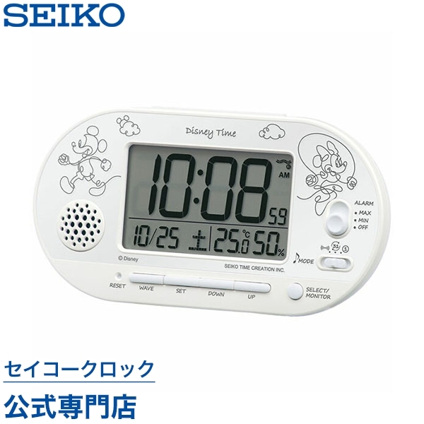 【新品未使用】セイコークロック　置時計 ミッキー&フレンズ 銀色メタリック nuts-seikoclock_fd482w
