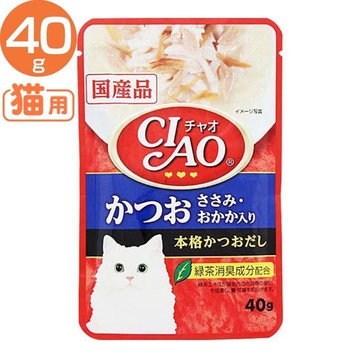 いなばペットフード CIAO パウチ かつお ささみ・おかか入り IC-204 40g×1個 CIAO（いなばペットフード） 猫缶、ウエットフードの商品画像