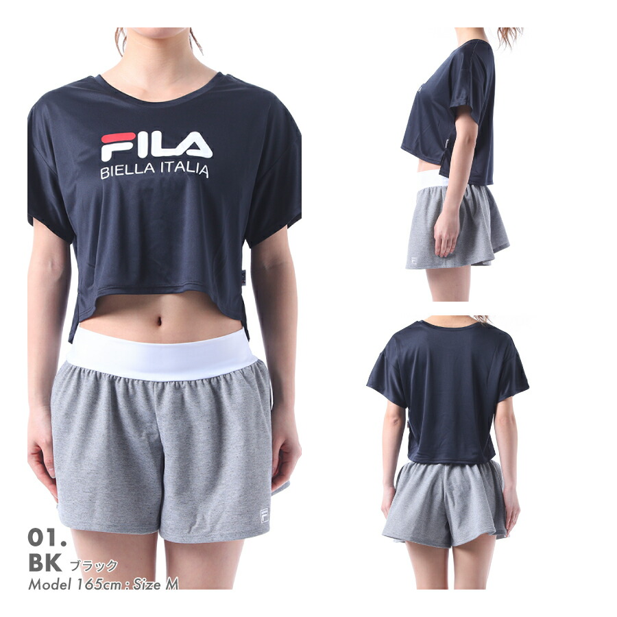 [SALE] женский купальный костюм 4 позиций комплект FILA filler Logo футболка черный бикини шорты 229704