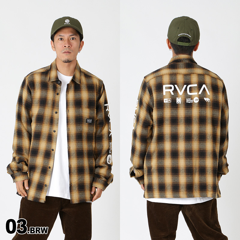 RVCA/ルーカ メンズ 長袖 シャツ BB042-105 チェック柄 ロゴ ボタンアップ ネルシャツ トップス 男性用