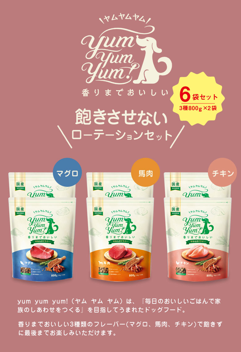  with special favor yum yum yum standard soft dry type (3 kind 800g×2 sack ) total 6 sack chi gold horsemeat tuna dog for synthesis nutrition meal 
