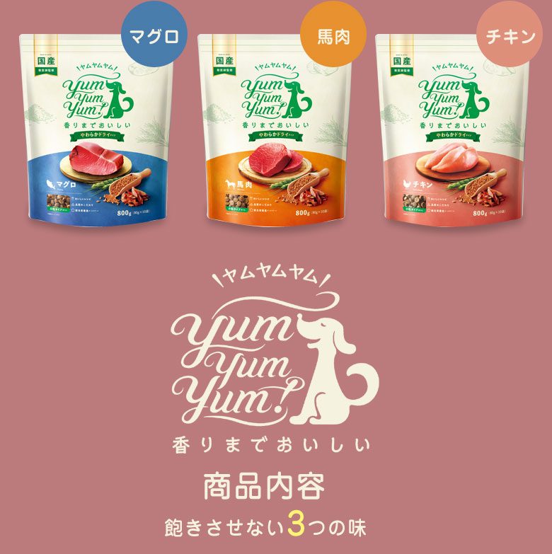  with special favor yum yum yum standard soft dry type (3 kind 800g×2 sack ) total 6 sack chi gold horsemeat tuna dog for synthesis nutrition meal 
