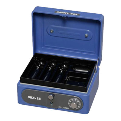アイリスオーヤマ ダイヤル・シリンダー式 手提金庫 SBX-B7 ブルー キャッシュボックス、手提げ金庫の商品画像